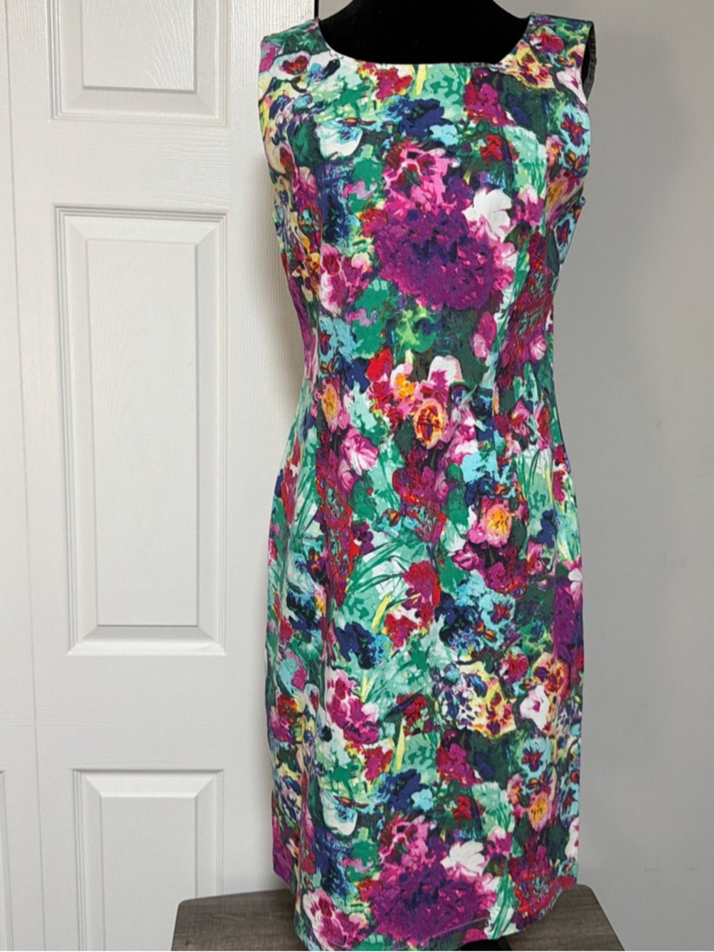 Chadwicks Green, Magenta and Teal Floral Midi Dress